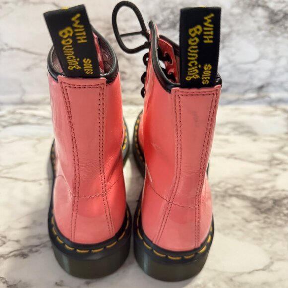 DR. MARTENS Womens 1460 Bubblegum Pink Lace Up Patent Leather Barbiecore… - Picture 4 of 7